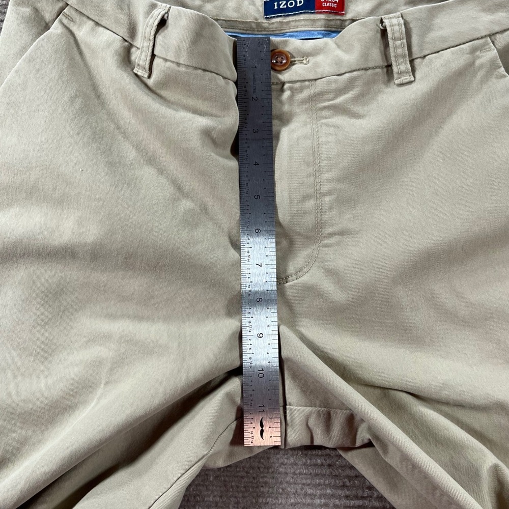 IZOD Mens Classic Fit Khaki Chino Pants Beige 34x34 45BM072 Stretch Twill - Picture 3 of 11